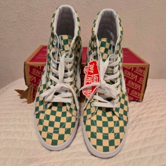 Vans Sk8 Hi Men 10 Checkerboard Light Green White Classic Retro 032026 - Picture 8 of 9